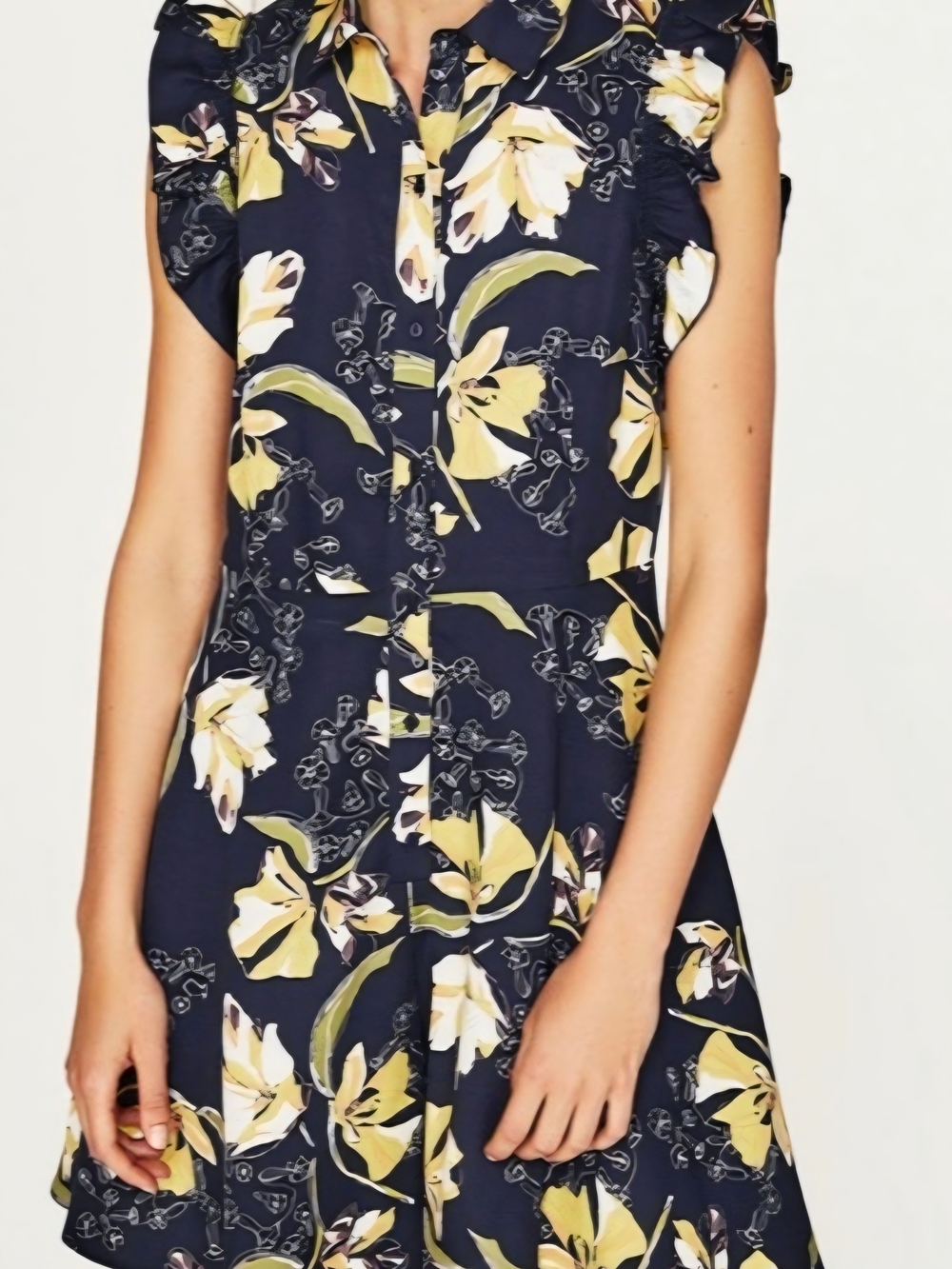 Maeve Navy Floral Mini Dress with Yellow Blooms